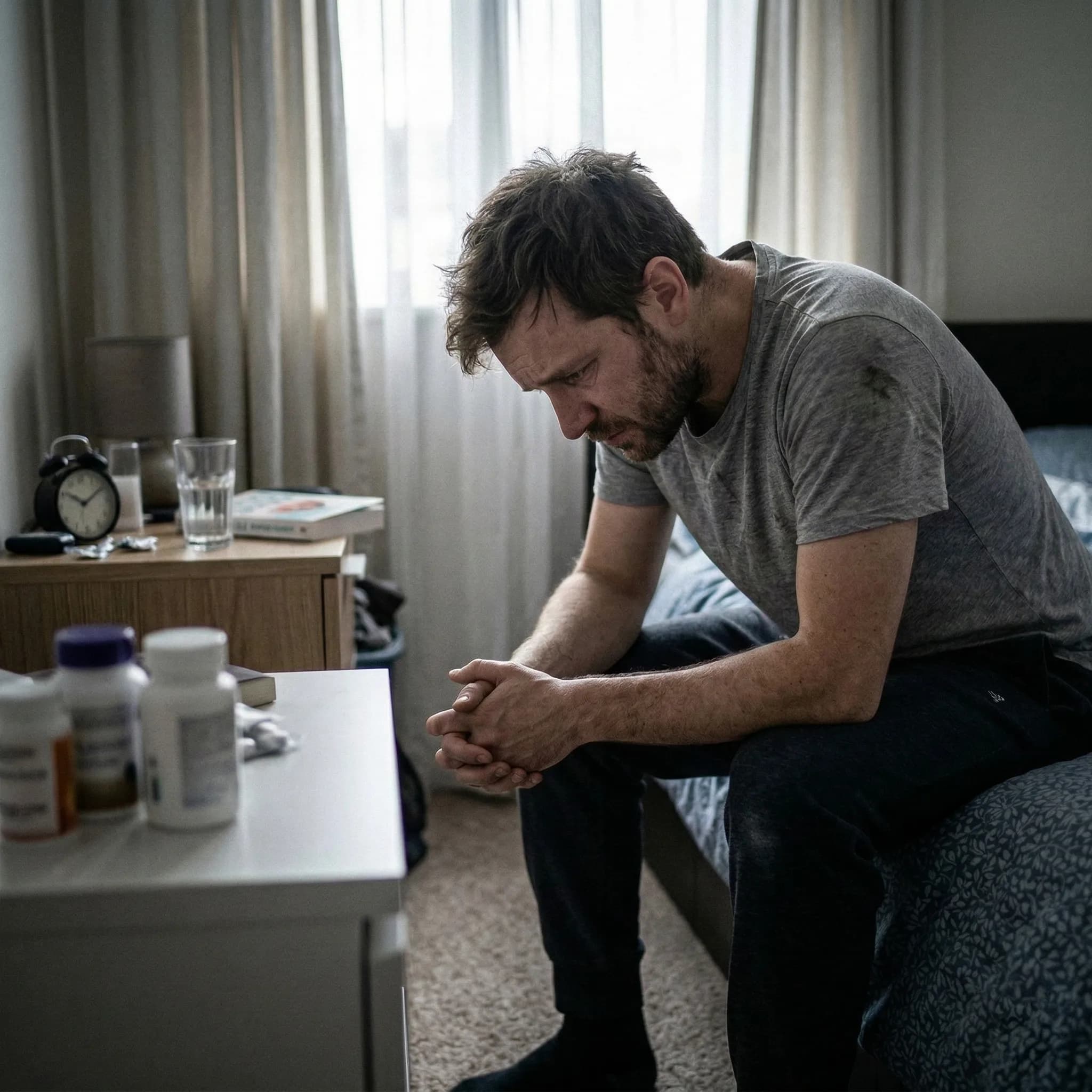 גבר סובל מבעיות בריאות אינטימיות